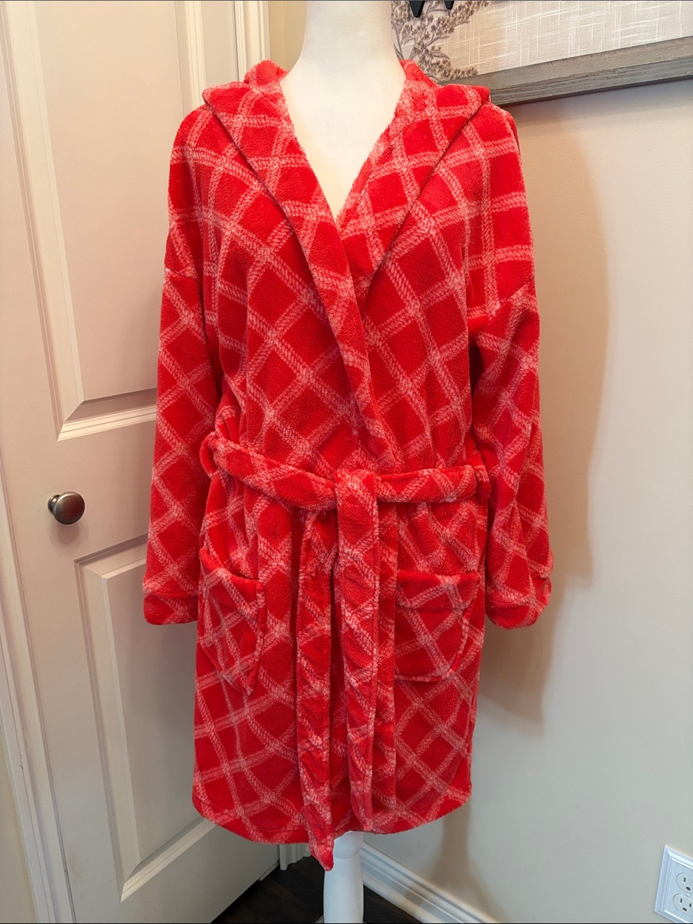 Vera Bradley Red Fleece Plush Hooded Robe S/M